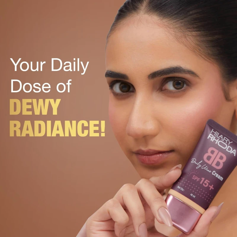 Hilary Rhoda BB Cream with SPF 15 | Infused with Wheat Germ Oil & Jojoba Seed Oil | Weightless Formula | Hides Blemishes, Dark Spots & Pigmentation - 40ml (Nude Beige - Shade 3) thumbnail 3